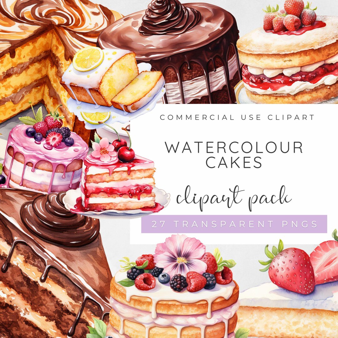 Aquarell Kuchen Clipart, Dessert PNGs, Tropfkuchen und  Schichtscheibenillustrationen, Bäckerei Grafiken, Süßwaren  Sublimationselemente, Bäcker - Etsy Schweiz, image size:1080x1080