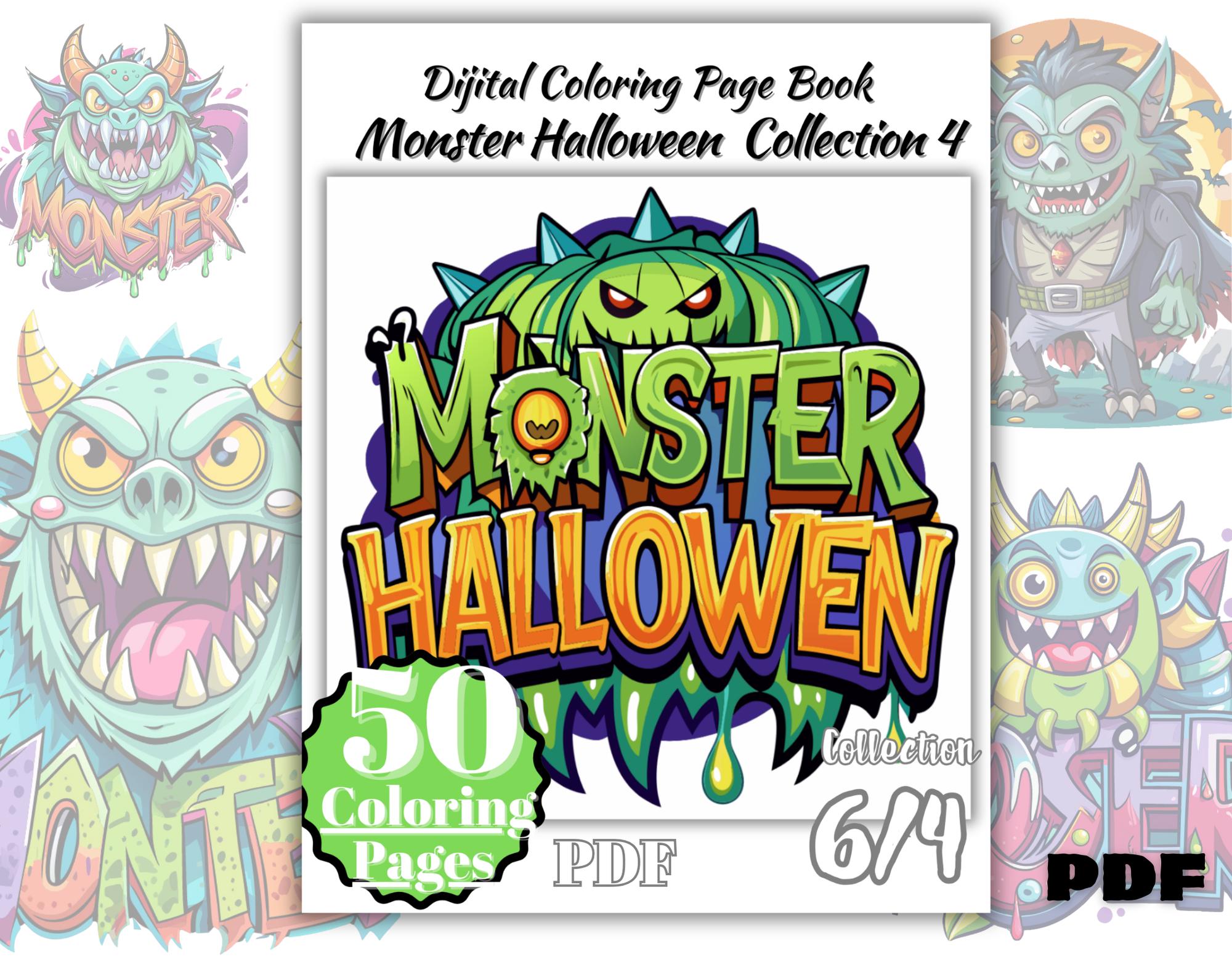 50 Halloween Spooky Coloring Pages for Adult, Instant Download