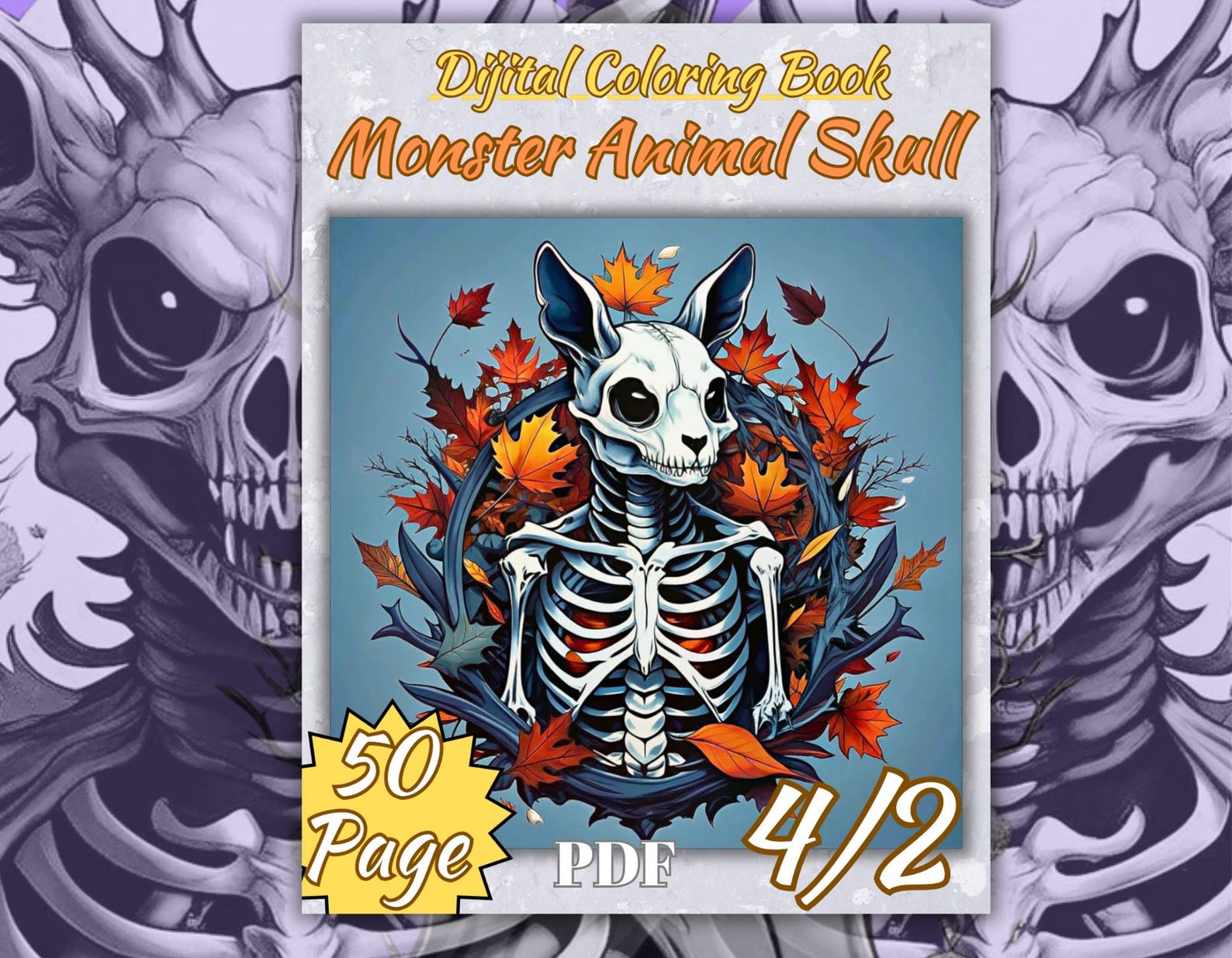 50 Animal Skull Coloring Pages for Adults Teens &kids 50 Animal Skull ...