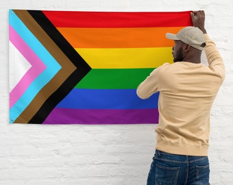 Progress Pride-vlag: gebreid polyester LGBTQ+-ondersteuning