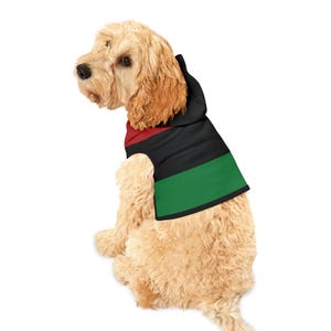 Felpa con cappuccio per animali domestici con bandiera panafricana per il mese dell&#39;orgoglio nero, felpa con cappuccio per l&#39;orgoglio della storia nera, felpa con cappuccio per cani con patrimonio afroamericano, nera