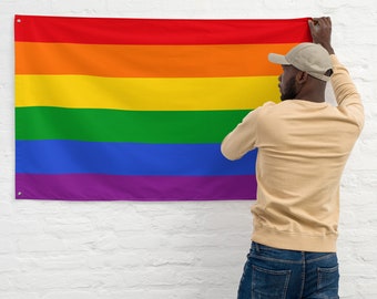 LGBT Pride Flag: Rainbow Colors, Knitted Polyester