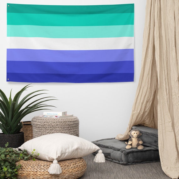 Trade Winds Gay Male Rainbow Flag – 3x5 Ft, LGBTQ Pride, Blue & Green, 100D Polyester
