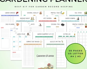 Gardening Planner Printable pdf, Garden Plant Profile Journal logbook, Checklist Binder, Vegetable Care Sheets, Organizer Tracking Calendar