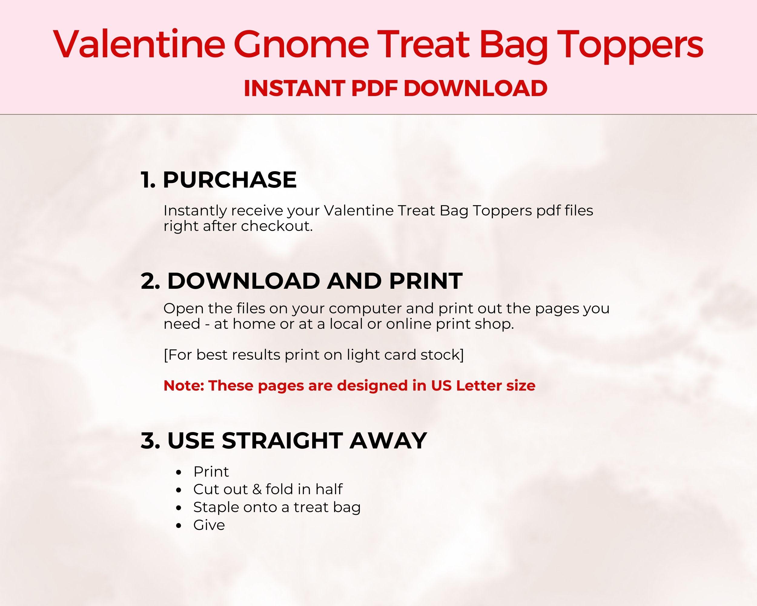 Valentine Treat Bag Toppers Printable, Gnome Classroom Valentines ...
