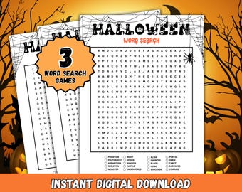 Halloween Word Search Puzzles for Adults (Digital Download)