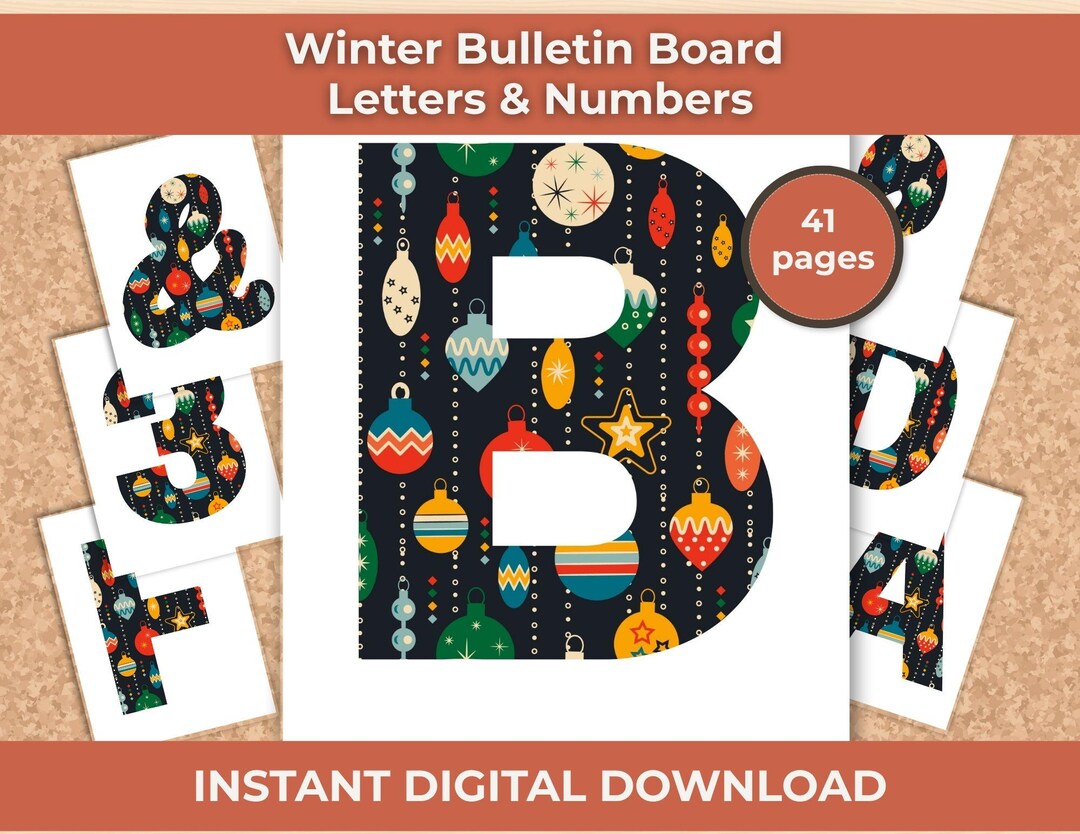 Winter Bulletin Board Letters Printable A-Z, Christmas Classroom ...