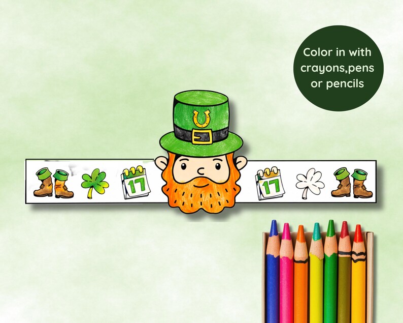 St Patricks Day Craft Kids Printable Paper Crown Coloring Activity ...