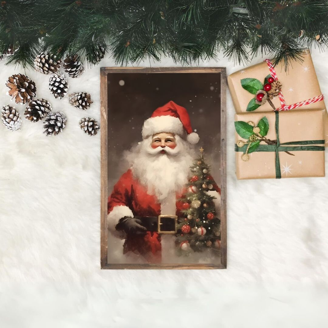 PRINTABLE Vintage Christmas Santa Wall Art Santa Claus Etsy