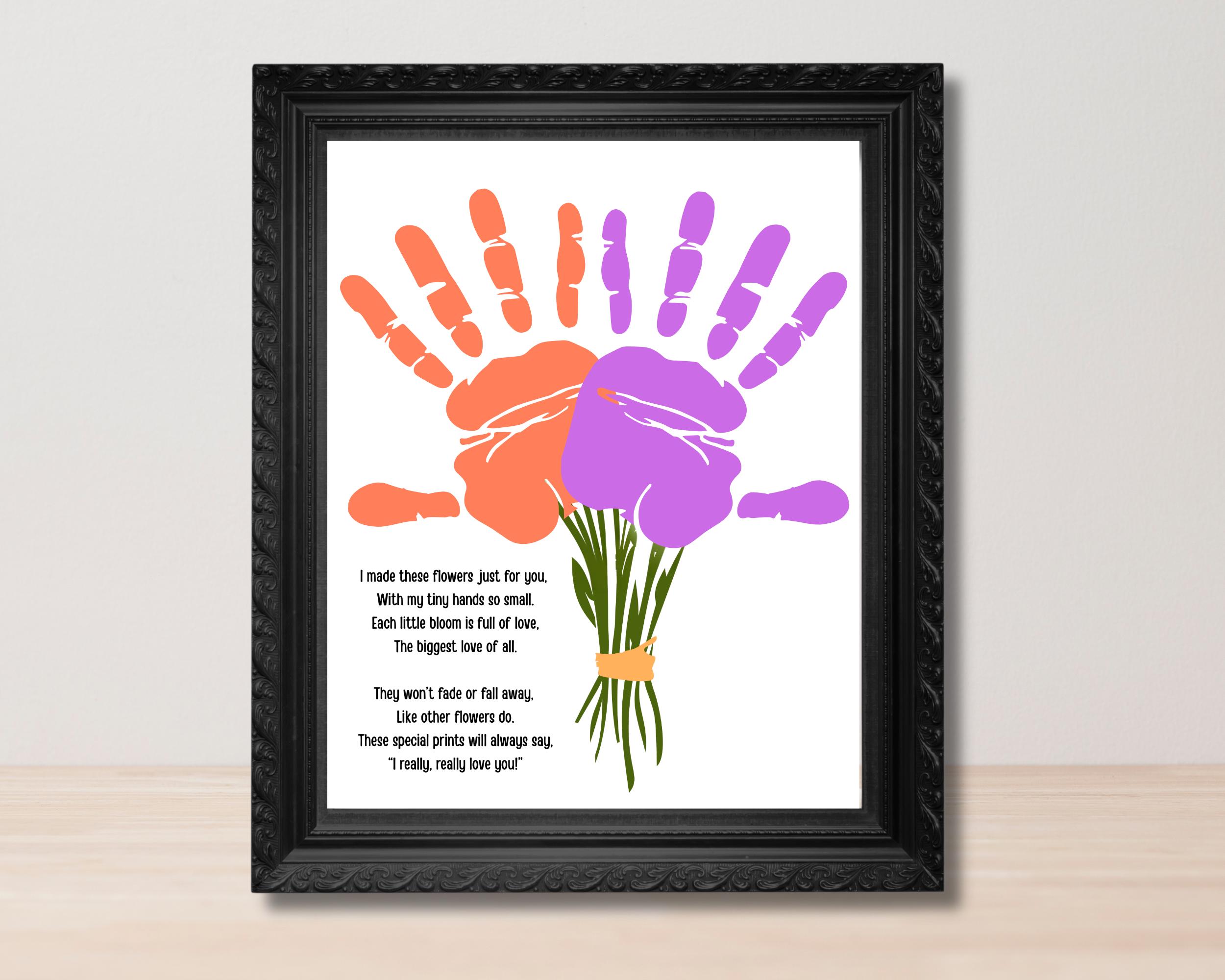 Mothers Day Handprint Craft Printable, Flower Bouquet Kids Activity ...