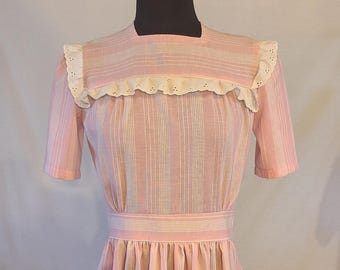 Vintage Reproduction 1940s Style Cotton Day Dress - Size Small