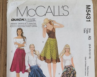 2007 McCall’s Pattern M5431 - Misses’ Skirts in 2 Lengths - Sizes 6-14 - Factory Folded