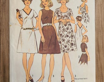 1977 Simplicity Pattern 5622 Dress with Three Necklines - Size 16 1/2