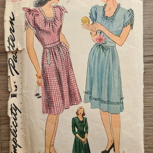 1940er Jahre Einfachheits-Schnittmuster - Misses einteiliges Kleid - Größe 12 Büste 30