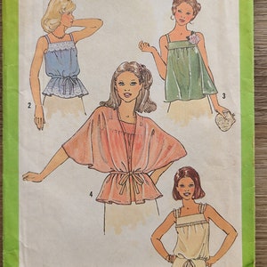 1978 Simplicity Pattern 8739 Misses’ Pullover Top, Unlined Jacket and Tie Belt, Size 10