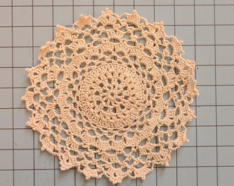 Crocheted Beige Doily Centerpiece - January Thaw - Small