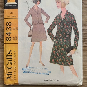 1966 McCall’s Pattern 8438 Misses’ Suit, Size 12 bust 32