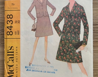 1966 McCall's Pattern 8438 Abito da signorina, taglia 12 busto 32
