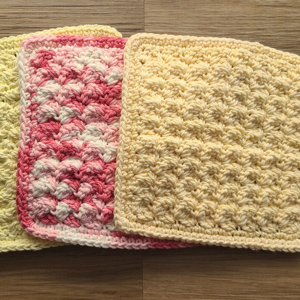 Crocheted Cotton Dish Cloth - Wash Cloth- Shell Stitch