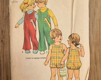 1972 Simplicity Pattern 5049 - Toddler’s Jumpsuit in Two Lengths and Bubblesuit - Size 2