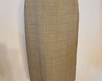 Vintage Reproduction 1950s Style Pencil Skirt - Beige Wool Blend - Size XS
