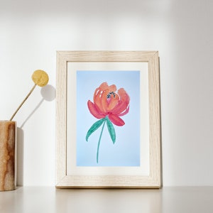 Red Orange Poppy floral watercolor painting