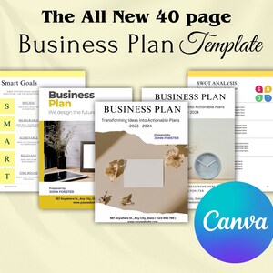 Business Plan Template Printable Start Up Planner Small Business Planner Start Up Business Plan Canva Template interactive Business Planner