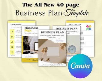 Business Plan Template Printable Start Up Planner Small Business Planner Start Up Business Plan Canva Template interactive Business Planner
