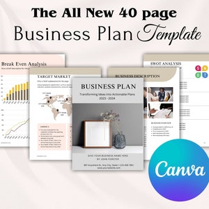 Business Plan Template Printable Start Up Planner Small Business Planner Start Up Business Plan Canva Template interactive Business Planner