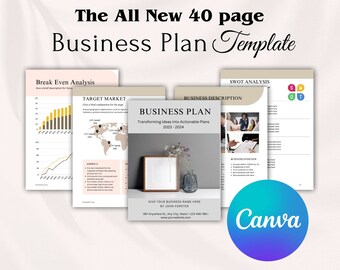 Business Plan Template Printable Start Up Planner Small Business Planner Start Up Business Plan Canva Template interactive Business Planner