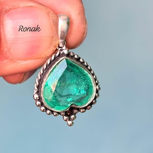 Emerald Stone, Emerald Pendant, 925 Sterling Silver, Leaf Shape Stone, Wedding Gift, Beautiful Jewelry, Christmas Gift, Anniversary Gift, .
