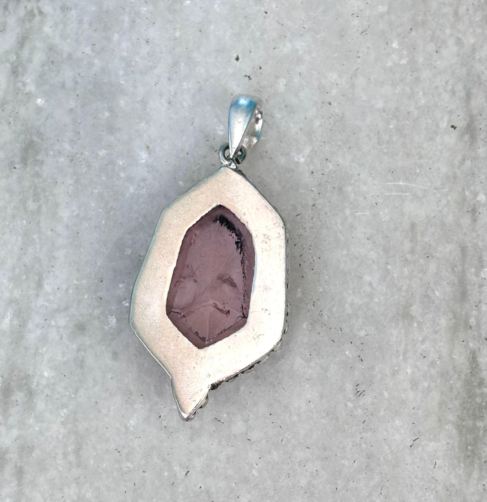 Pendentif Morganite Facettée - Style Vintage - Fait Main - 2,10 Pouces