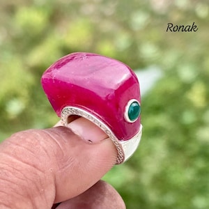 Handgjord rubinring: 925 sterlingsilver i ottomansk stil