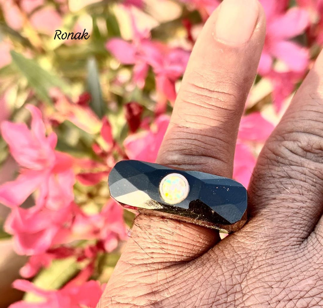 Bague Argent 925 Avec Opale Et Onyx – Occasion, Taille 63