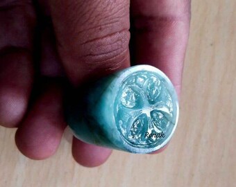 Carved Amzonite  Ring, Floral Bridal Jewelry, Anniversary Gift
