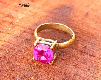 Sapphire Ring,Pink Sapphires,Handmade Jewelry,Gold Stacking ,Cushion Shape Stone,Promise Ring,Beautiful Christmas Gift.
