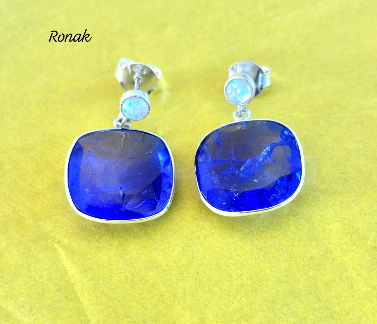 Boucles D'oreilles Argent Tanzanite Diopside Grenat – Fait Main, Dormeuses, Neuves Avec étiquettes