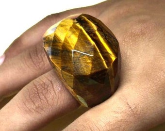 Tiger Eye Ring, Handmade Ring, Gemstone Ring, Tiger&#39;s Eye Ring, Gift For Her, Anniversary Ring, Promise Ring, Dainty Ring, Crystmas Gift.