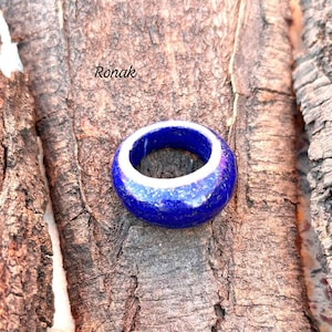 Handmade Lapis Lazuli Statement Ring: Round Blue Gemstone