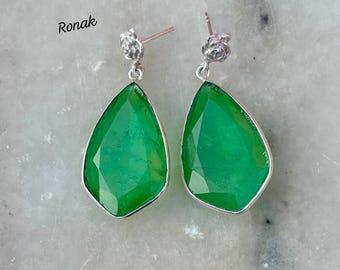 Peridot Earrings: 925 Sterling Silver, Handmade Green Stone Jewelry