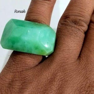 Chrysoprase Gemstone Ring: Faceted Green Stone, Stacking Jewelry