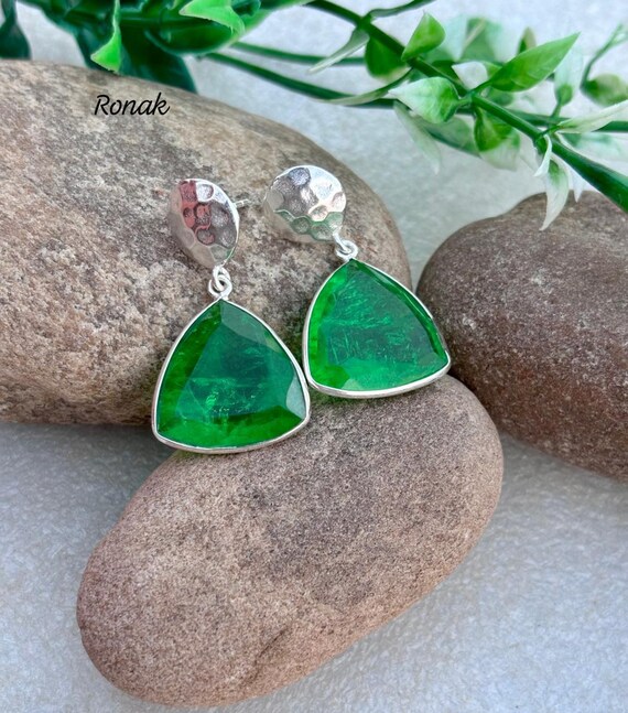Orecchini Pendenti Argento Con Peridoto Verde A Forma Di Cuore 6g - Regalo Donna, Confezione Promozionale - Foto 2