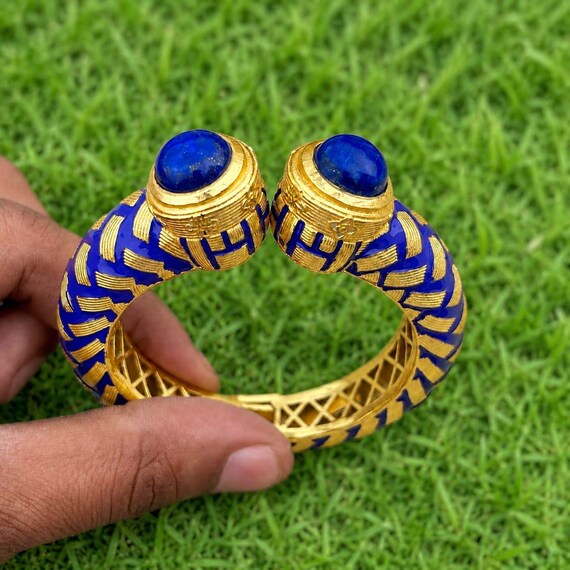 Natural Lapis Lazuli Round Shape Bangle,blue Natural Stone Bangle