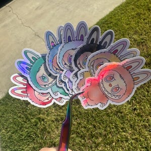 BIE Labubu Monster Holographic Stickers, Waterproof Stickers