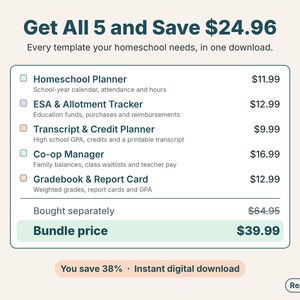 Bundle price comparison: five templates worth $64.95 for $39.99