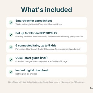 What's included: Florida PEP tracker spreadsheet, quick-start guide, instant download