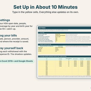 Easy setup in three steps: Settings, log your medical bills, then log each reimbursement
