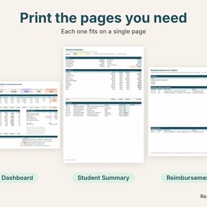 Printable Alabama CHOOSE Act dashboard, student summary and reimbursements pages