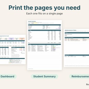 Printable Utah Fits All dashboard, student summary and reimbursements pages