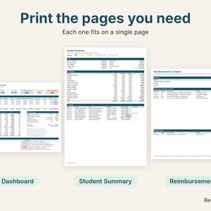 Printable NH EFA dashboard, student summary and reimbursements pages